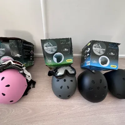 Ski Helmets and Goggles for 2 kids + 2 adults