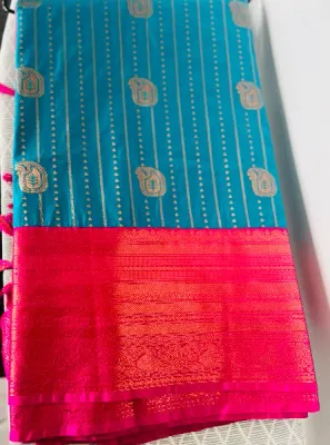 Beautiful Blue & Pink Traditional Saree for Hire